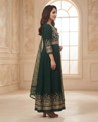 Royal Bottle Green Anarkali  set