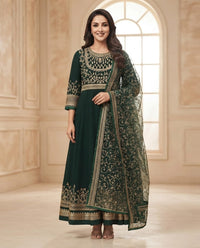 Royal Bottle Green Anarkali  set