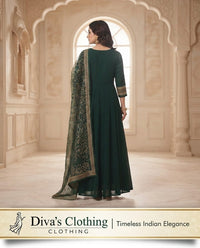Royal Bottle Green Anarkali  set